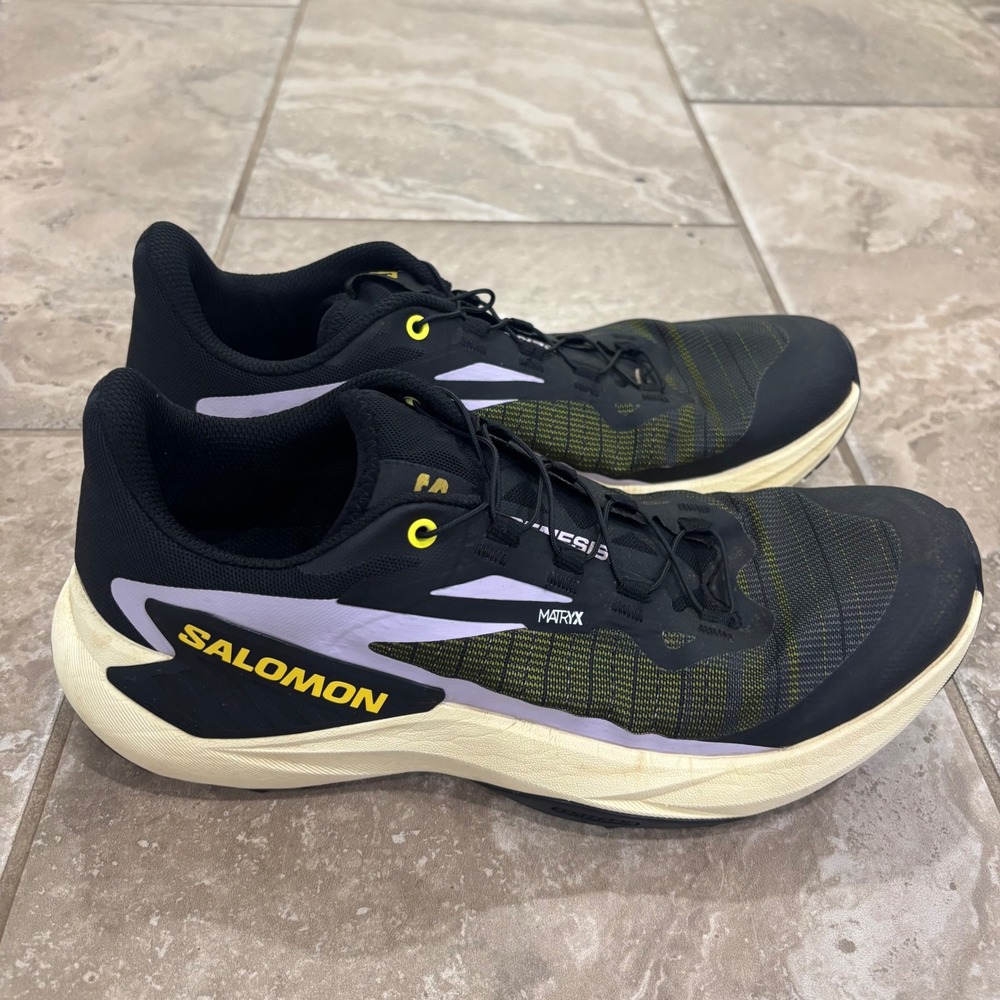 Salomon S/LAB Genesis Trail Running Shoes Black Yellow Matryx 474437 Womens 9 - Picture 3 of 14
